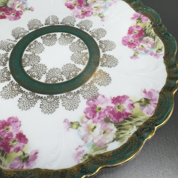 Eleanor China Co Austria Porcelain Plate Dish Set 4 Flowers Gold Gild Vintage - Picture 12 of 16